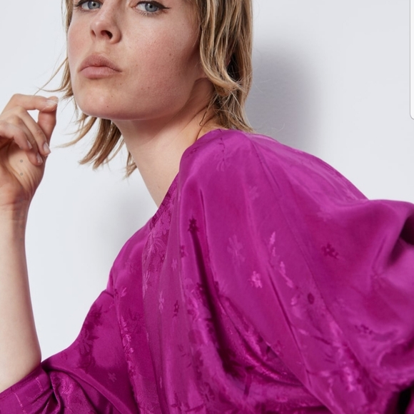 Zara Satin effect Jacquard Dress L - Picture 5 of 11